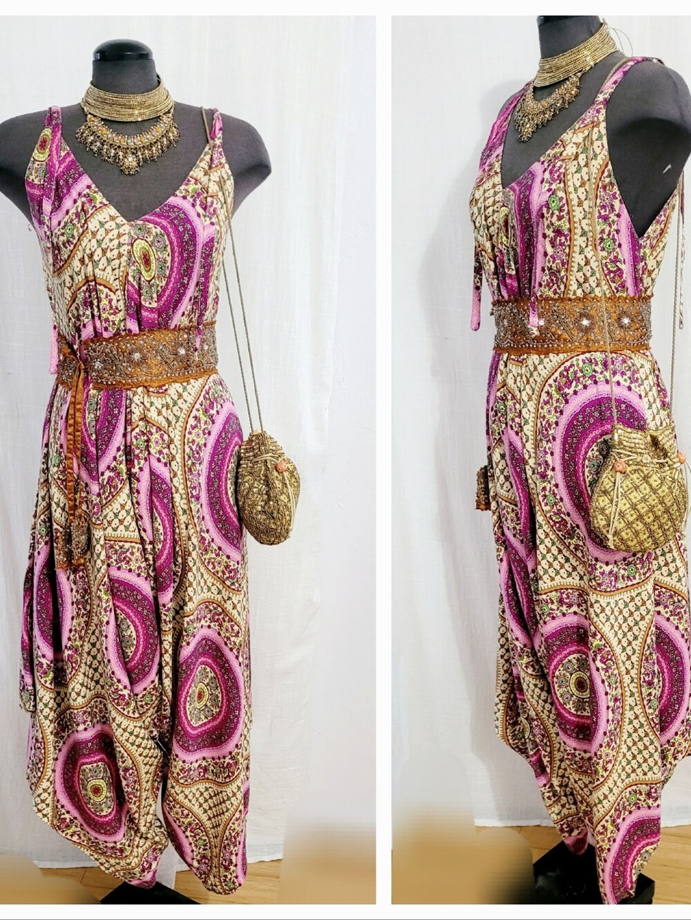 Boho Paisley V-Neck Jumpsuit  / Coverup - Picture 6 of 12